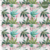 Digitally Printed Fabric with Watercolor Tropical Leaf Paint Splattered Background Pattern